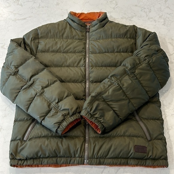 COACH Packable Reversible Lightweight Down Jacket Olive/Burnt Orange - Picture 9 of 16